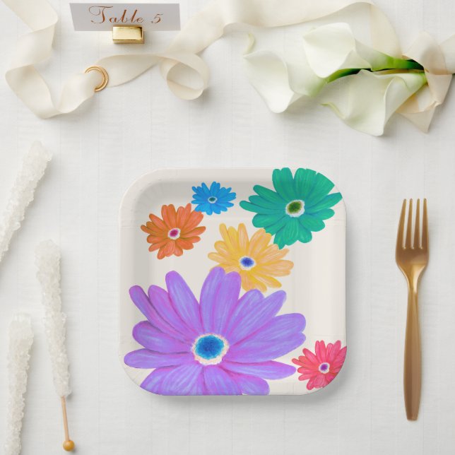 Frühlingsblumen Pappteller (Hochzeit)