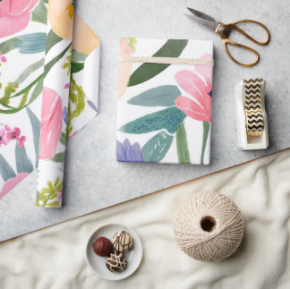 Frühlingsblumen | Pastell Blumen Aquarell Geschenkpapier