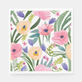 Frühlingsblumen | Pastell Blumen Wasserfarbe Serviette