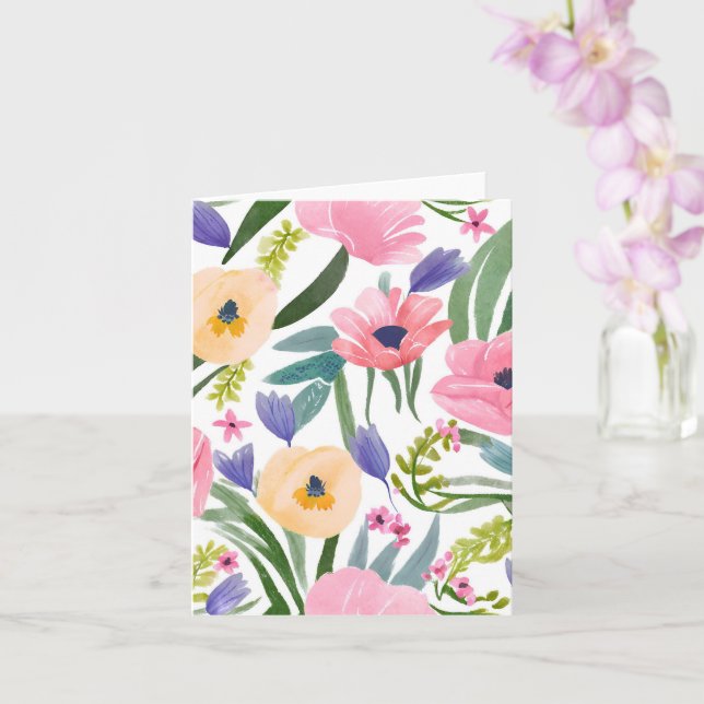 Frühlingsblumen | Pastell Floral Watercolor Karte (Orchidee)