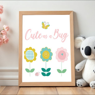 Frühlingsblumen Pink Butterfly Baby Room Poster