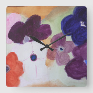 Frühlingsblumen Quadratische Wanduhr