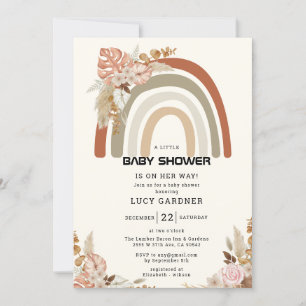 Frühlingsblumen Rainbow Simple Girl Baby Dusche Einladung