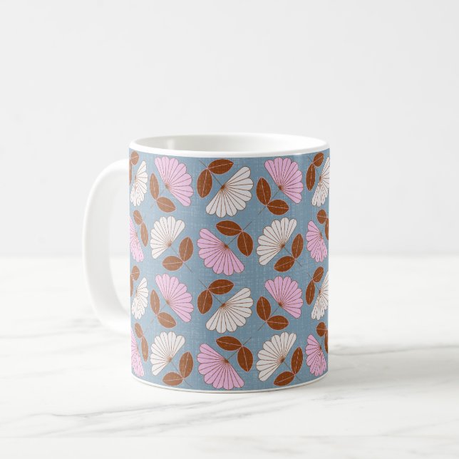 Frühlingsblumen - rosa, blau und weiß kaffeetasse (Vorderseite Links)