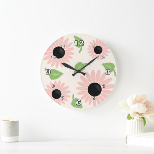 Frühlingsblumen Rosa Große Wanduhr