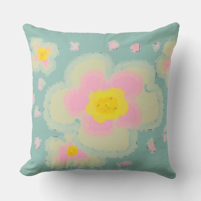 Frühlingsblumen (rosa/grün) kissen (Vorderseite)