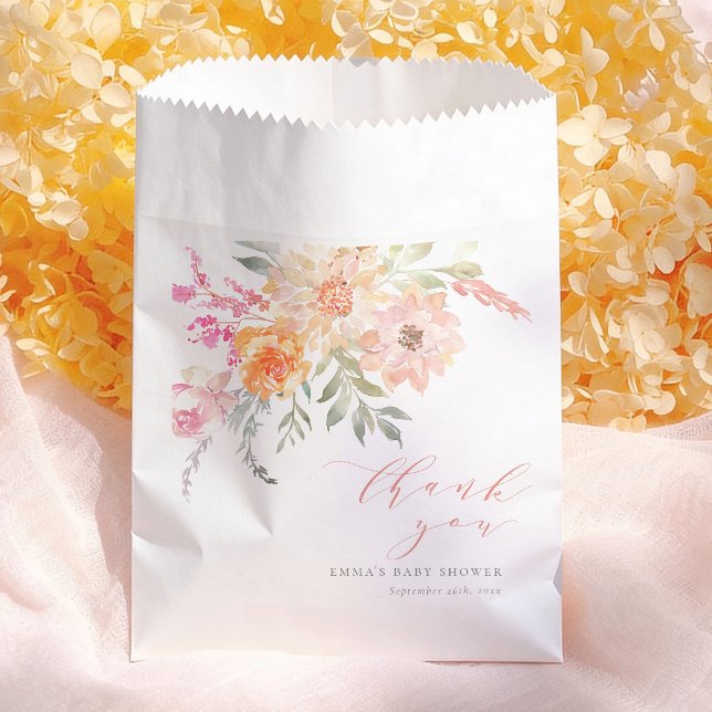 Frühlingsblumen Rosa Mädchen Baby Shower Dankeschö Geschenktütchen (Von Creator hochgeladen)