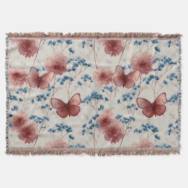 Frühlingsblumen & rosa Schmetterlinge im Vintage-S Decke (Vorderseite)