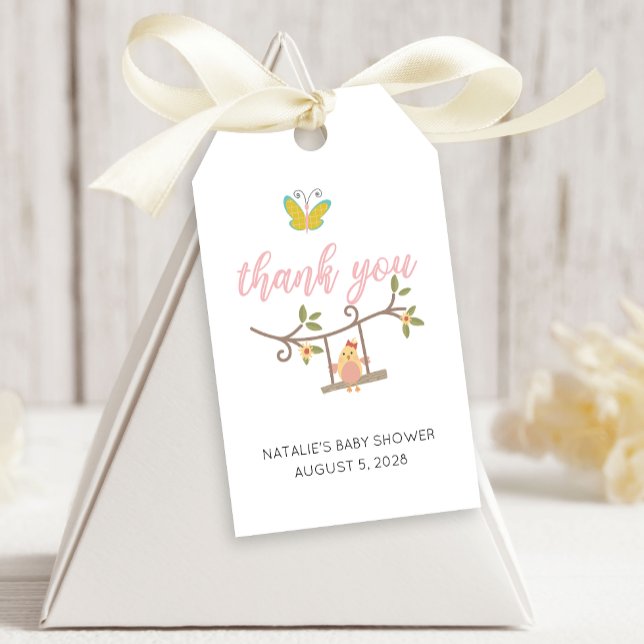 Frühlingsblumen Rosa Schmetterlingsdusche Geschenkanhänger (Von Creator hochgeladen)