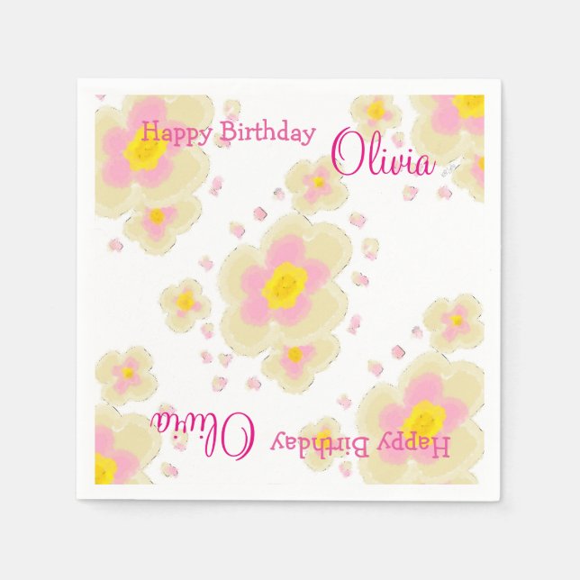Frühlingsblumen (rosa) serviette (Vorderseite)