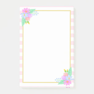 Frühlingsblumen Rosa Streifen Post-it®-Hinweise 4 Post-it Klebezettel