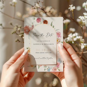 Frühlingsblumen Rose Gold Save The Date Karte 