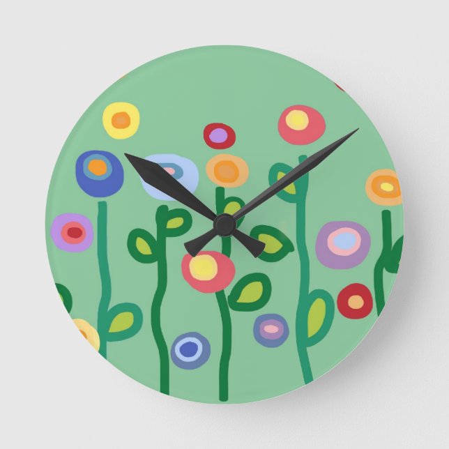 Frühlingsblumen Runde Wanduhr (Vorderseite)