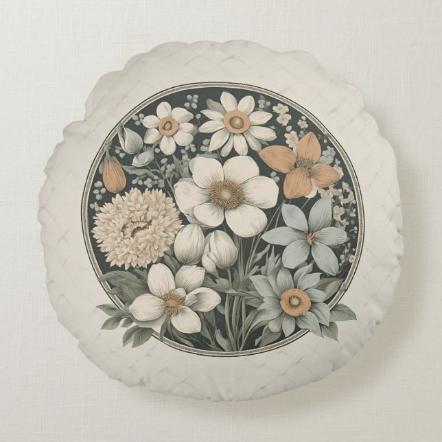 Frühlingsblumen Rundes Kissen (Vorderseite)