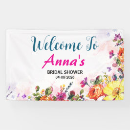 Frühlingsblumen-Schmetterlingsgarten-Brautduschen Banner