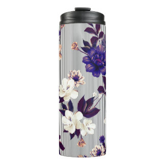 Frühlingsblumen Schwarzes Silhouette Muster Thermosbecher