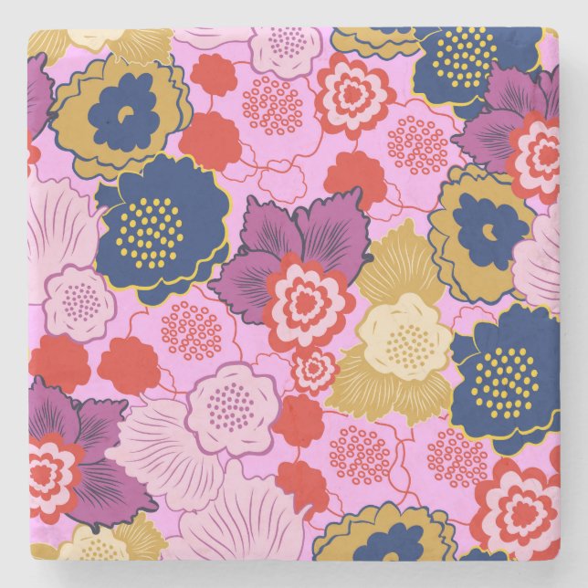 Frühlingsblumen Steinuntersetzer (Vorderseite)