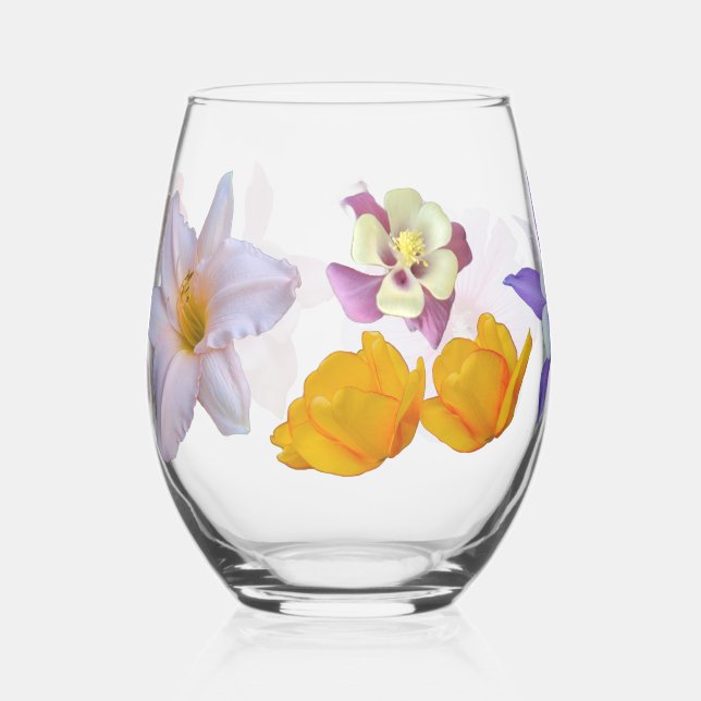 Frühlingsblumen Stielloses Weinglas Ohne Stiel (Vorderseite)