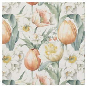 Frühlingsblumen Tulips Daffodil Muster Gewebe Stoff