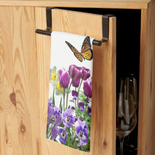 Frühlingsblumen Tulips Nadelhölzer Saisonale Hand  Geschirrtuch