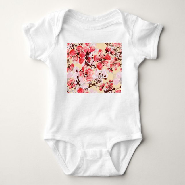 Frühlingsblumen U Muster Baby Strampler (Vorderseite)