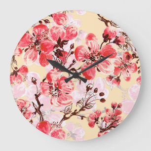Frühlingsblumen U Muster Große Wanduhr