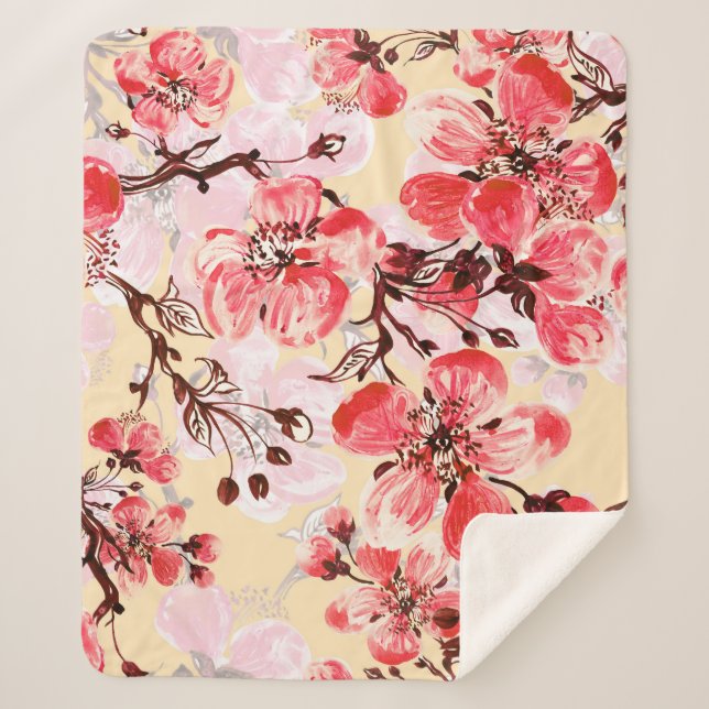 Frühlingsblumen U Muster Sherpadecke (Vorderseite)