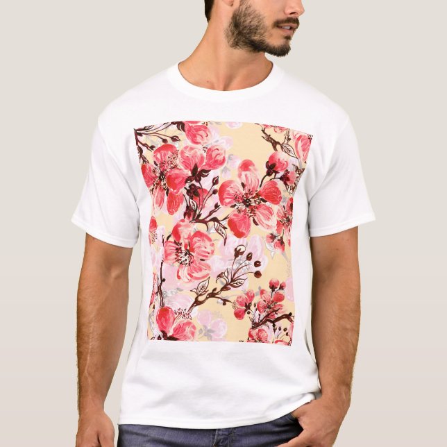 Frühlingsblumen U Muster T-Shirt (Vorderseite)