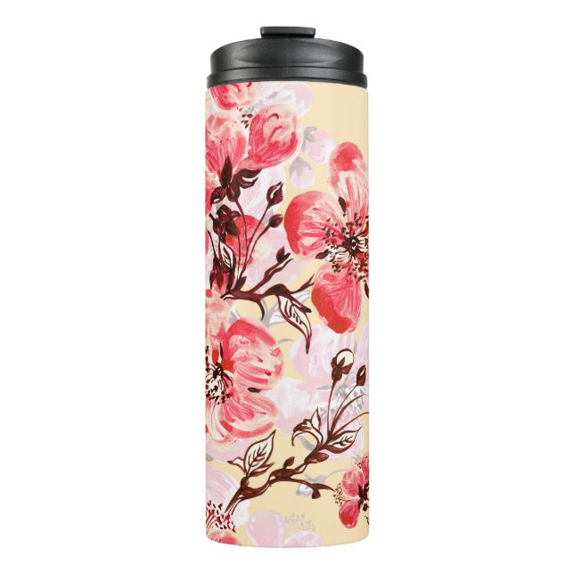 Frühlingsblumen U Muster Thermosbecher (Vorderseite)