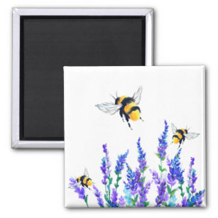 Frühlingsblumen und Bienen fliegen Magnet-Geschenk Magnet