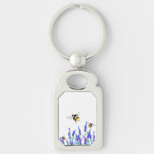 Frühlingsblumen und Bienen fliegender Schlüsselanh Schlüsselanhänger