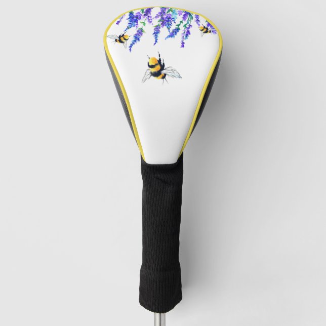 Frühlingsblumen und Bienen Golf Head Cover Golf Headcover (Vorderseite)