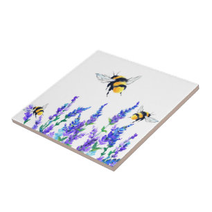 Frühlingsblumen und Bienen Keramik Tile Fliese