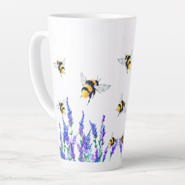 Frühlingsblumen und Bienen Latte-Tasse Milchtasse (Linke Ecke)