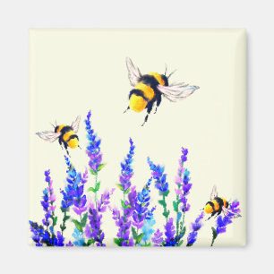 Frühlingsblumen und Bienen Magnet Geschenk