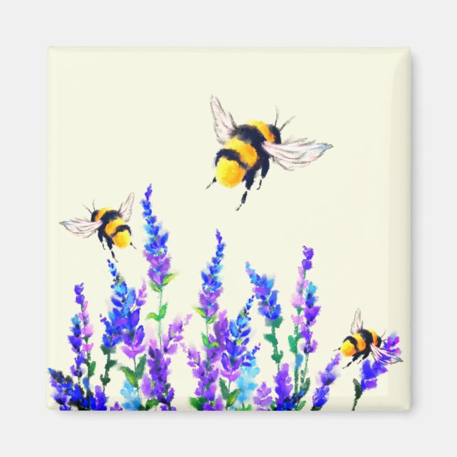 Frühlingsblumen und Bienen Magnet Geschenk (Vorne)