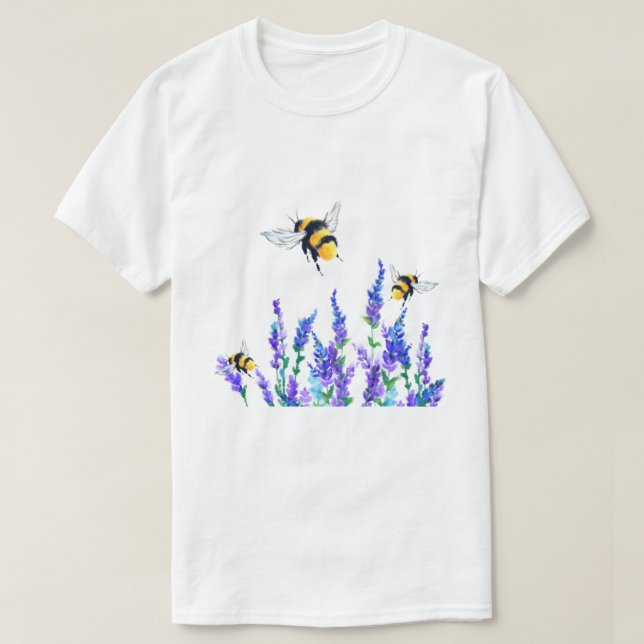 Frühlingsblumen und Bienen-T - Shirt (Design vorne)