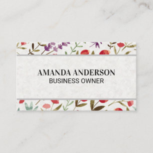 Frühlingsblumen und Blätter Dekoratives Muster Visitenkarte