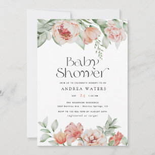 Frühlingsblumen und Grünpflanzen Babydusche Einladung