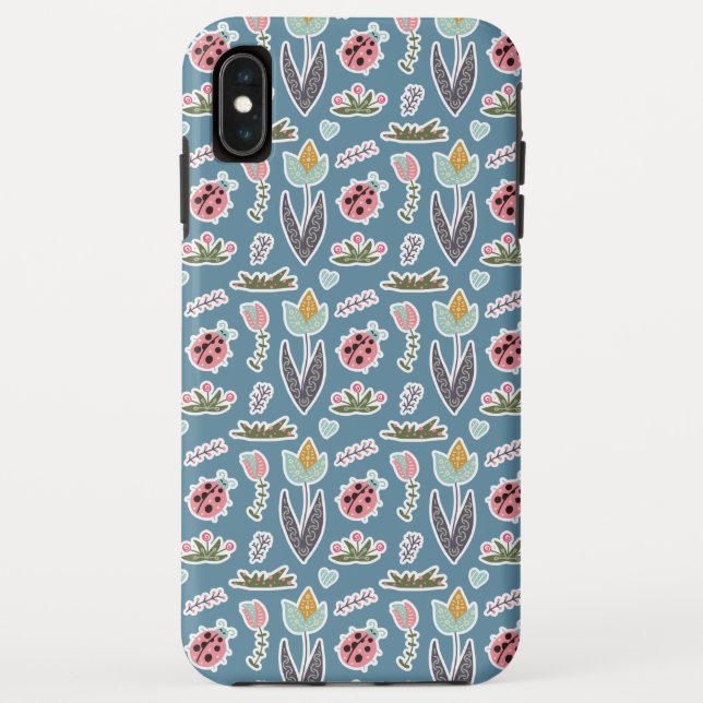 Frühlingsblumen und Ladybug Muster Case-Mate iPhone Hülle (Rückseite)