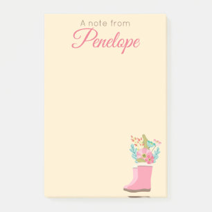 Frühlingsblumen und Regenstiefel Post-it Klebezettel