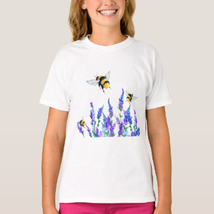 Frühlingsblumen und T - Shirt fliegender Bienen
