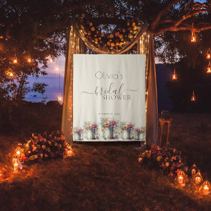 Frühlingsblumen Vase Brautdusche Romantik Wandteppich