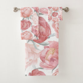 Frühlingsblumen, Vintage Rose, Torfkunst Badhandtuch Set