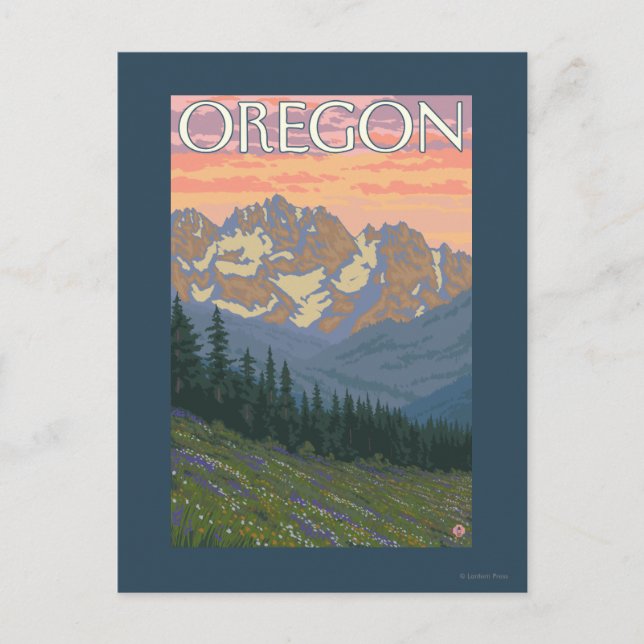 Frühlingsblumen - Vintage Travel Poster Postkarte (Vorderseite)