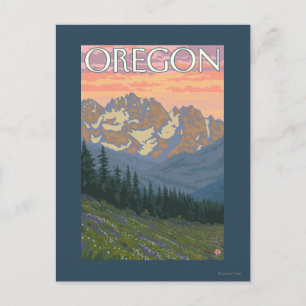 Frühlingsblumen - Vintage Travel Poster Postkarte