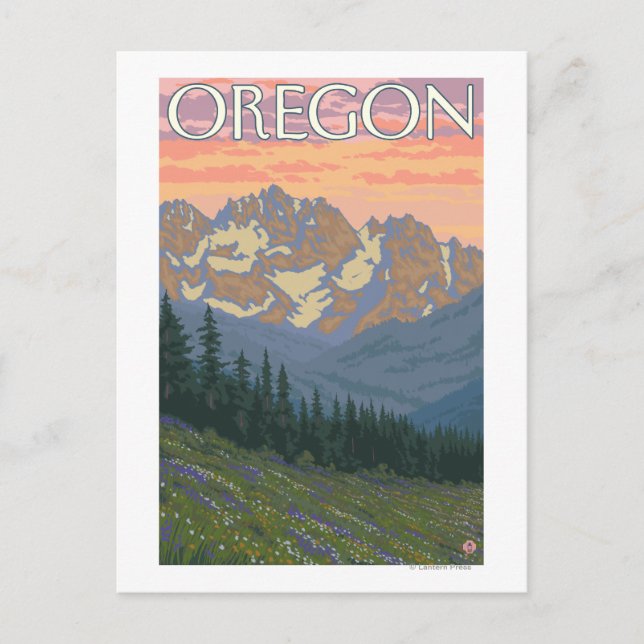 Frühlingsblumen - Vintage Travel Poster Postkarte (Vorderseite)