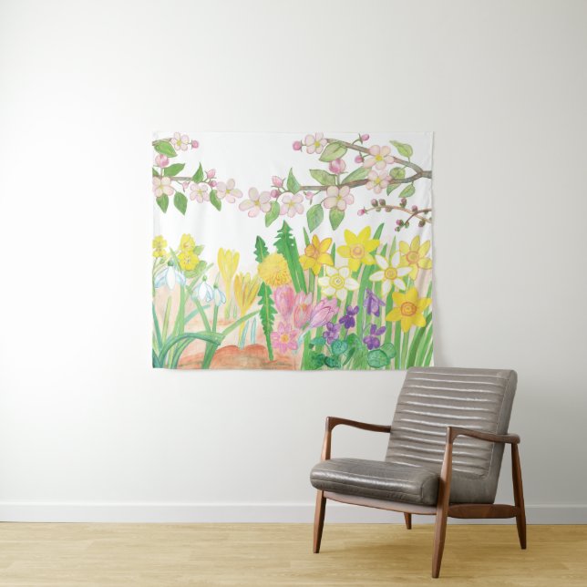 Frühlingsblumen Wandteppich (Beispiel (Horizontal))