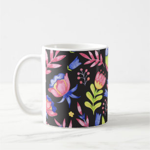 Frühlingsblumen: Wasserfarb-Nahtloses Muster Kaffeetasse