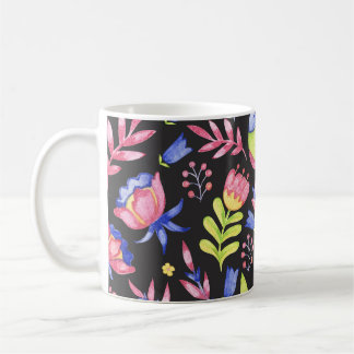 Frühlingsblumen: Wasserfarb-Nahtloses Muster Kaffeetasse